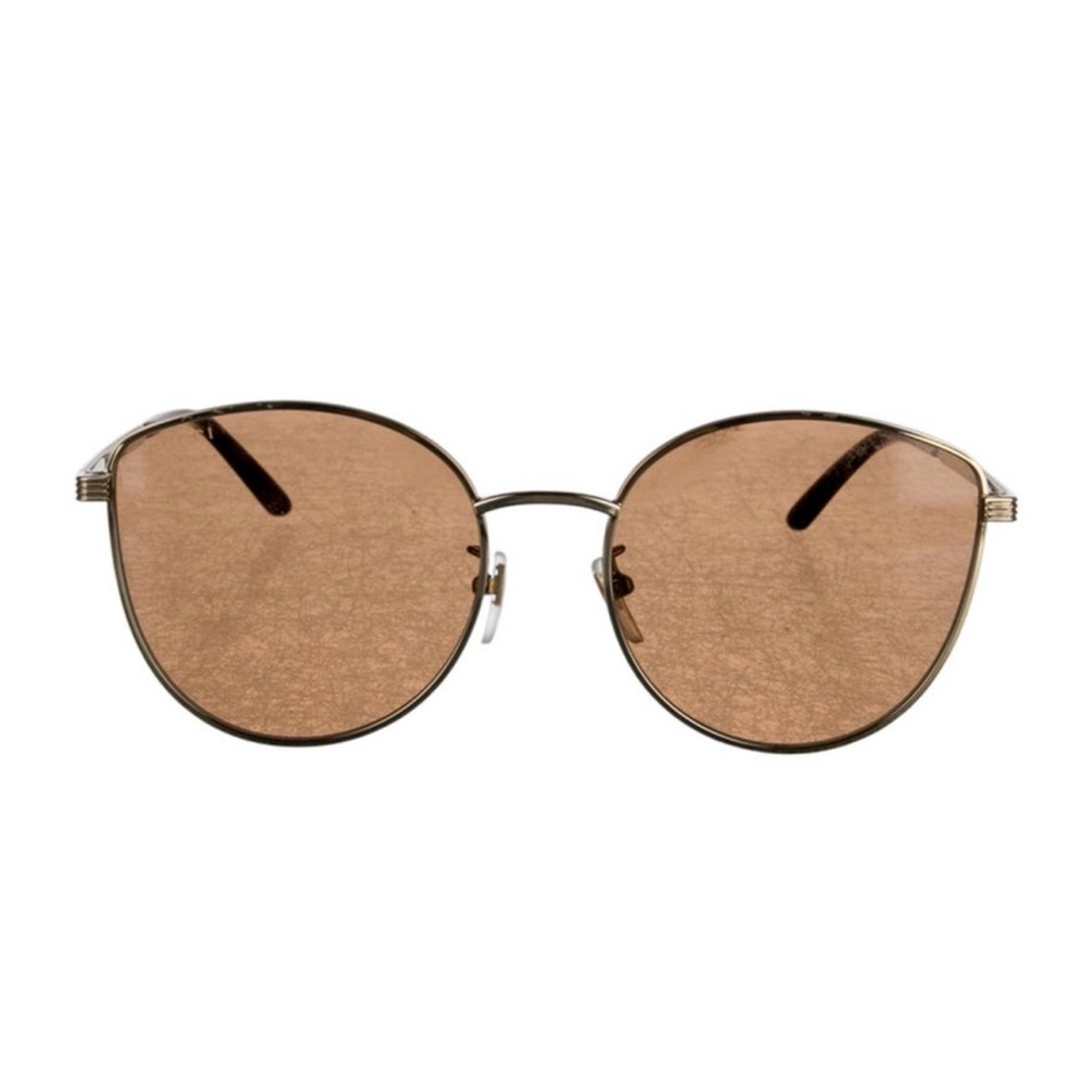 Gucci Gold Frame Rose-Brown Lens Round Sunglasses